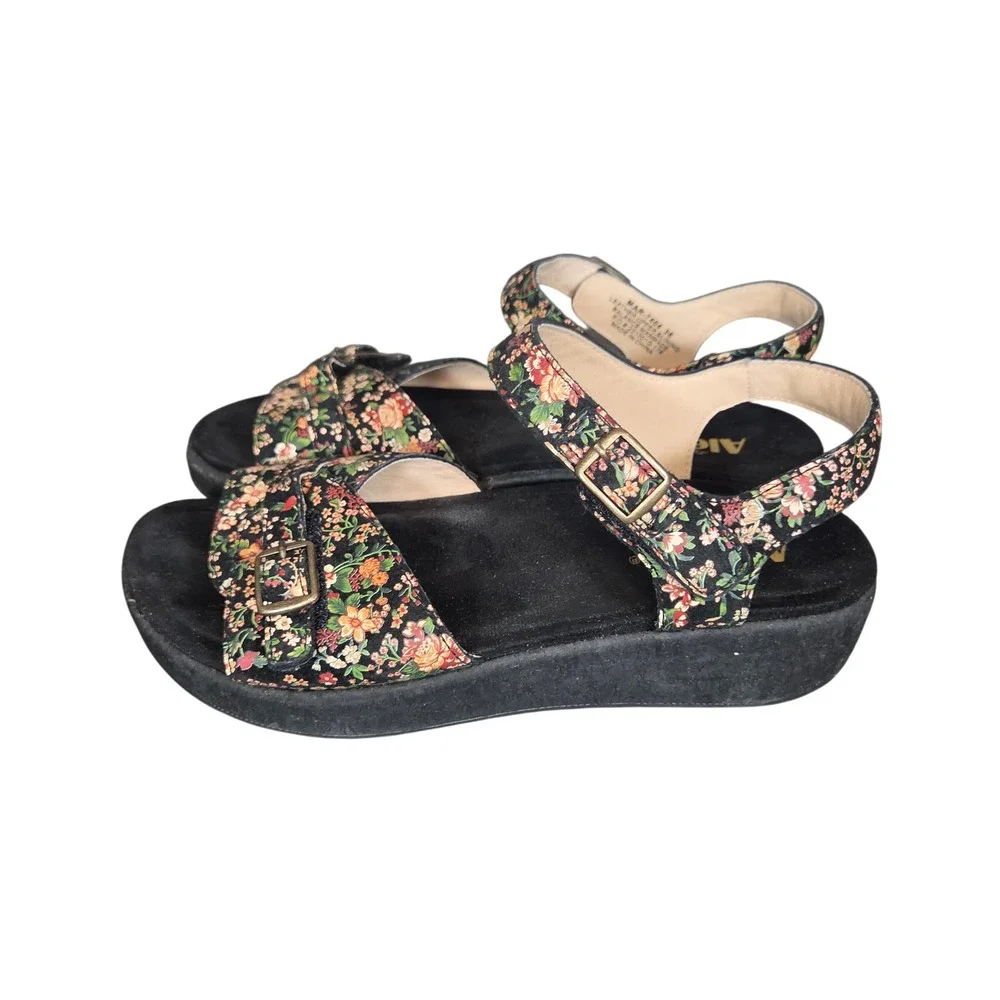 Alegria Leather Sandals Womens EU 38 US 8 Floral Comfort Hook Loop Shoes